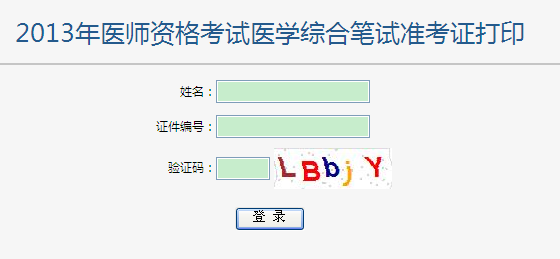 2013年醫(yī)師筆試準(zhǔn)考證打印入口