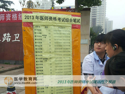 校內2013年醫(yī)師資格考試考場分布牌