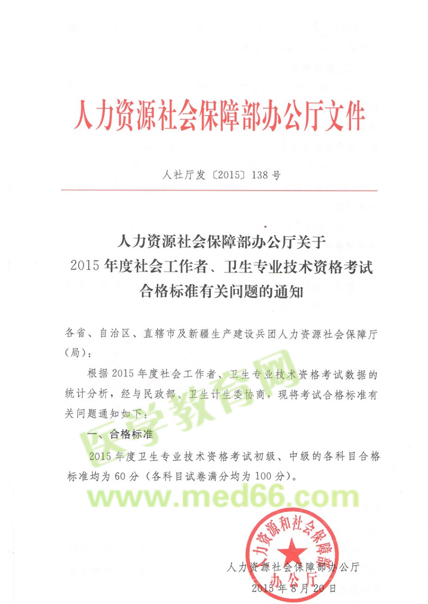 2015年初級護師考試成績合格分數(shù)線已公布