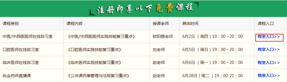 2016醫(yī)師/執(zhí)業(yè)藥師免費名師直播、在線自習室課程入口