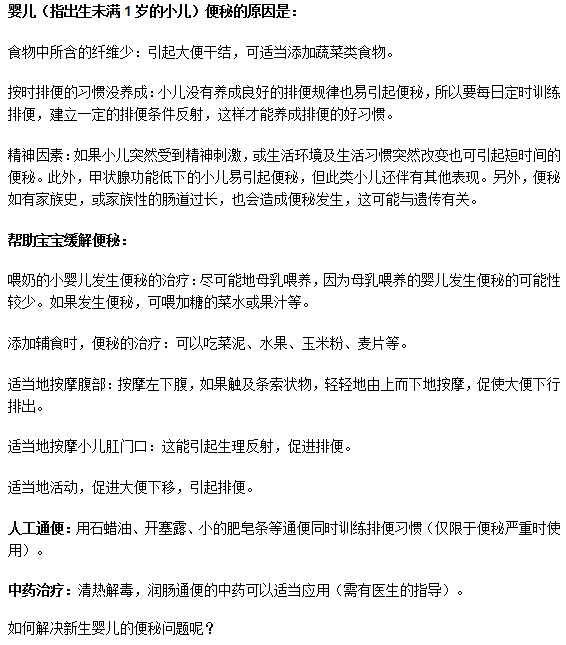 如何解決新生兒的便秘問題？