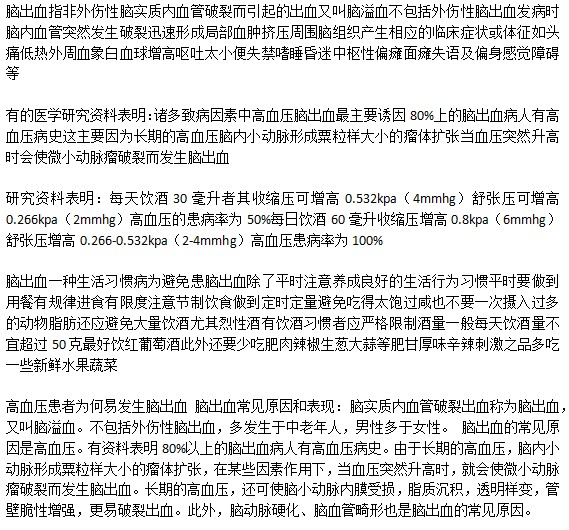 飲酒會(huì)導(dǎo)致腦出血嗎？