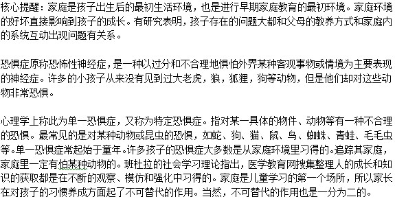 父母的教育與成長環(huán)境是否會導(dǎo)致孩子患有恐懼癥