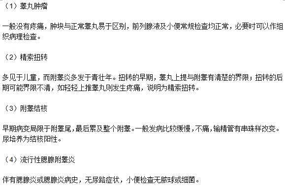 與附睪炎需分辨清楚的疾病有哪些