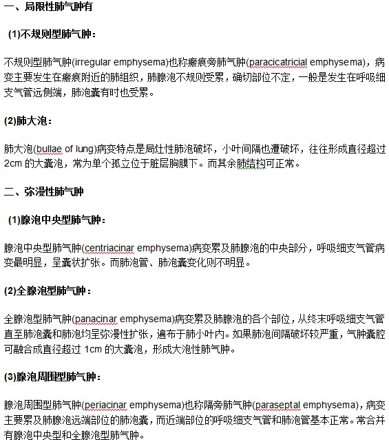 肺氣腫疾病臨床上具有哪些分類？