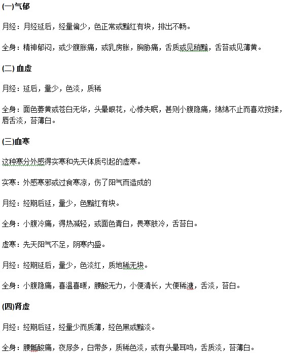月經(jīng)推遲從中醫(yī)上講有哪些原因？