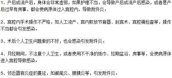 導致女性患上急性附件炎的五大病因介紹？