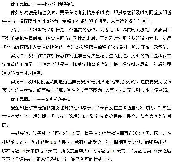 產(chǎn)后最不靠譜的4種避孕方法都是什么