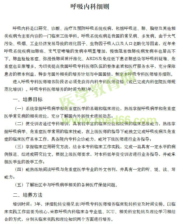 ?？漆t(yī)師規(guī)范化培訓----呼吸科細則