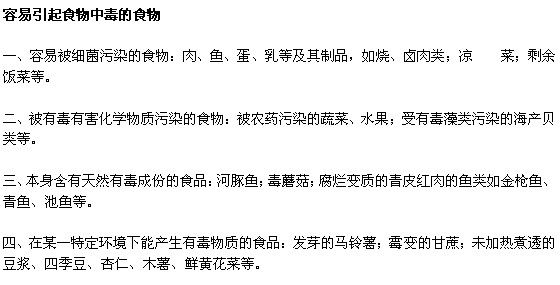 容易引起食物中毒的食物及預(yù)防食物中毒的方法