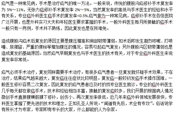 手術(shù)后疝氣還會(huì)復(fù)發(fā)嗎？復(fù)發(fā)后如何治療？