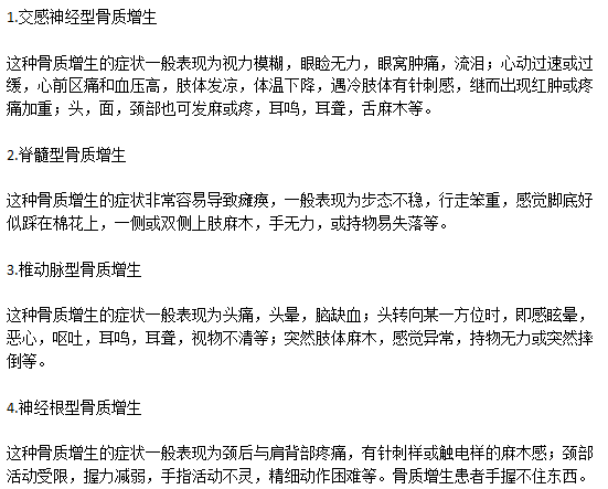 臨床老年骨質(zhì)增生患者的常見病癥類型有哪些？