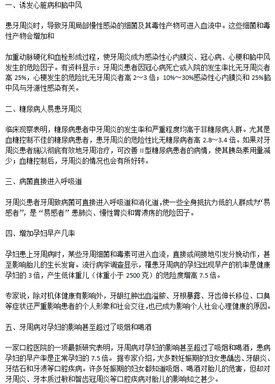 牙周病不為人所知的嚴重危害有哪些？