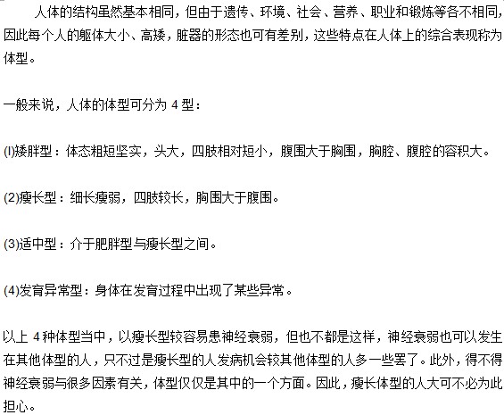 人體體型與神經(jīng)衰弱間有什么關(guān)系？