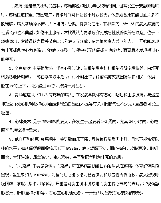 心肌梗死的癥狀有哪些？