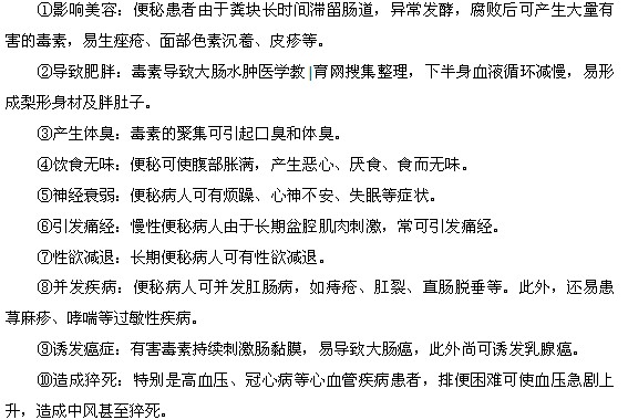 便秘可能會導(dǎo)致的10大危害都是什么