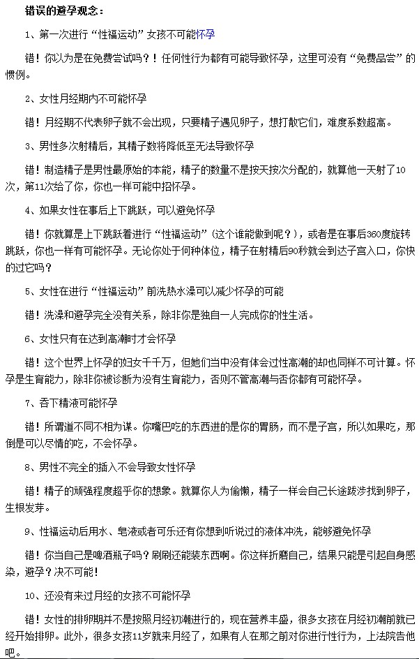 錯(cuò)誤的避孕觀(guān)念大家一定要知道