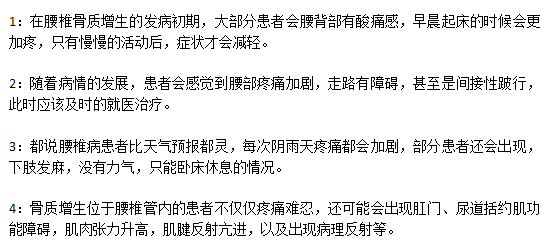 腰椎骨質(zhì)增生腰椎不同時(shí)期的癥狀分別表現(xiàn)為什么？
