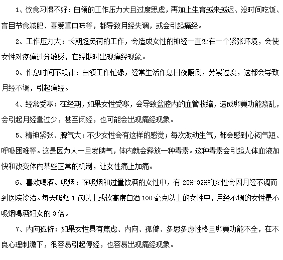 痛經的七大元兇