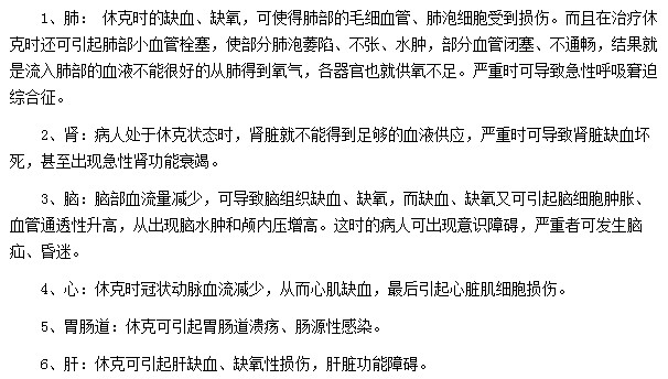 休克會導致人體的哪些器官受到損害
