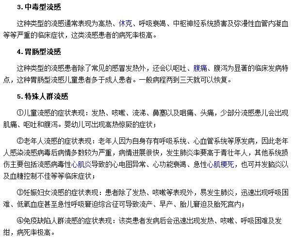 流感病毒的癥狀有哪些？
