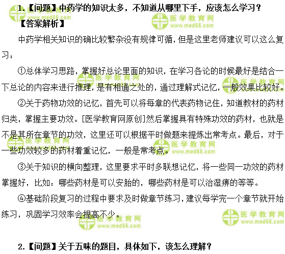 醫(yī)學教育網(wǎng)主管中藥師：《答疑周刊》2019年第4期
