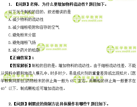 醫(yī)學(xué)教育網(wǎng)初級中藥士：《答疑周刊》2019年第9期