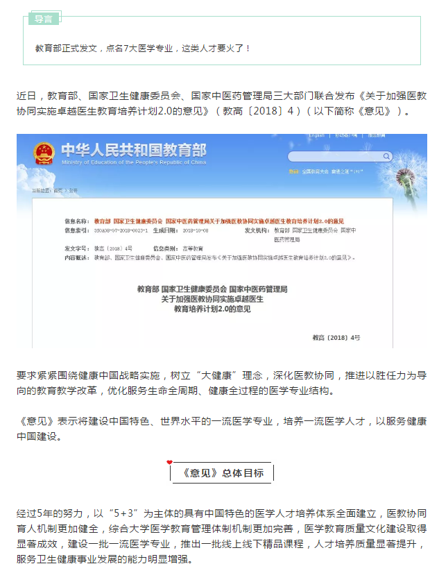 【醫(yī)學專業(yè)推薦】三大部門聯(lián)合發(fā)文，這7大醫(yī)學專業(yè)要火了！