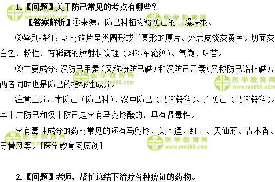 醫(yī)學(xué)教育網(wǎng)主管中藥師：《答疑周刊》2019年第28期