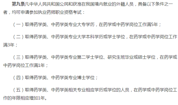 執(zhí)業(yè)藥師報考條件：藥學或中藥學相關專業(yè)考生工作年限增加一年！