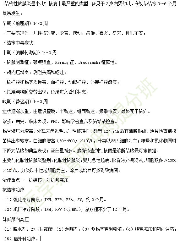 臨床助理醫(yī)師備考重點-小兒結(jié)核性腦膜炎、消化系統(tǒng)疾病