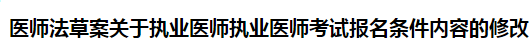 醫(yī)師法草案關(guān)于執(zhí)業(yè)醫(yī)師執(zhí)業(yè)醫(yī)師考試報(bào)名條件內(nèi)容的修改！