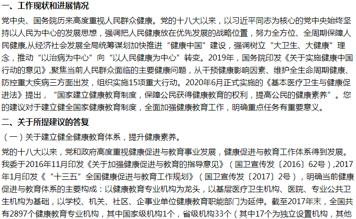 官方回復關(guān)于加強健康教育，讓急診真正急起來的建議