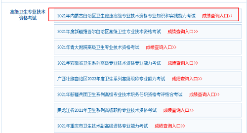 衛(wèi)生高級(jí)職稱(chēng)考試成績(jī)查詢