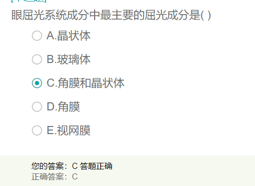 眼屈光系統(tǒng)成分中最主要的屈光成分是？