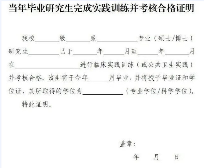 附件4：當(dāng)年畢業(yè)研究生完成實(shí)踐訓(xùn)練并考核合格證明